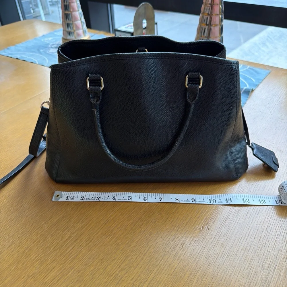 Coach Black Leather Satchel with Gold-Tone Hardware